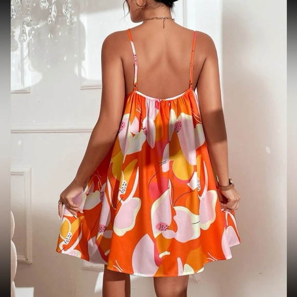 Boho Abstract Print Halter Dress Red - Picture 2 of 6